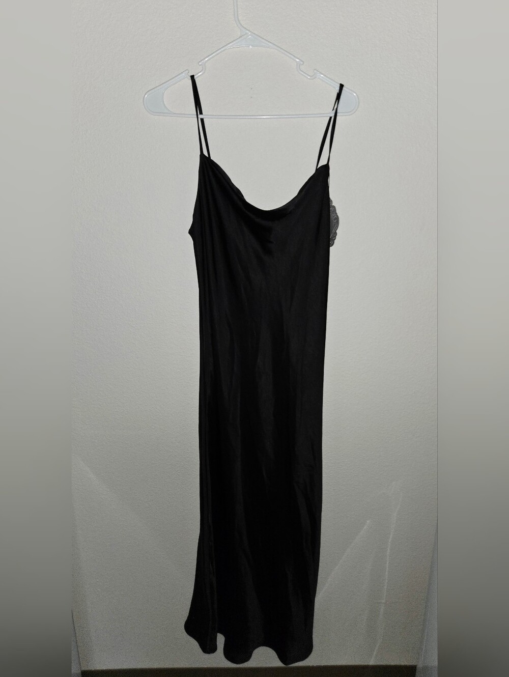 Satin Black Cowl Neck Maxi Slip Dress